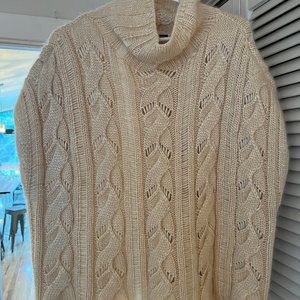 Eileen Fisher Cable Knit Silk Mohair Cashmere Sweater Tan.